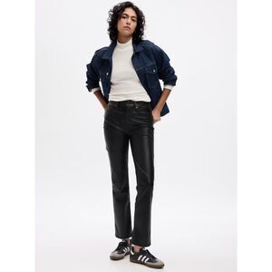 Gap Vintage Slim High Rise Vegan Leather Black Pants Ankle Length Flattering 2P